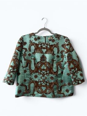 Designer Issa London Metallic Dragon Jacquard Top, Size 10, MSRP $450